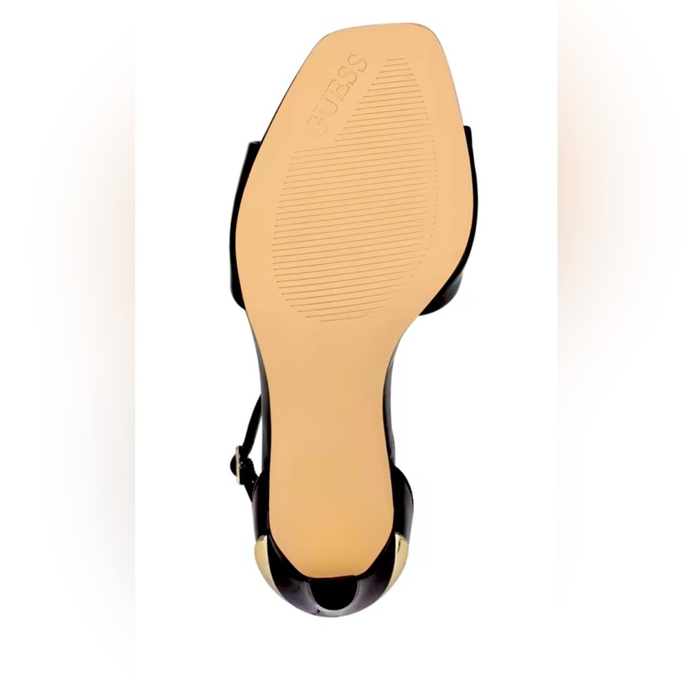 GUESS Divine Heeled Dress Sandals Size 10 M in Black Gold Leather AUTHENTIC NEW - Picture 5 of 5